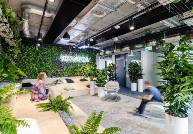 Skanska's new Warsaw HQ features a jungle of plants
