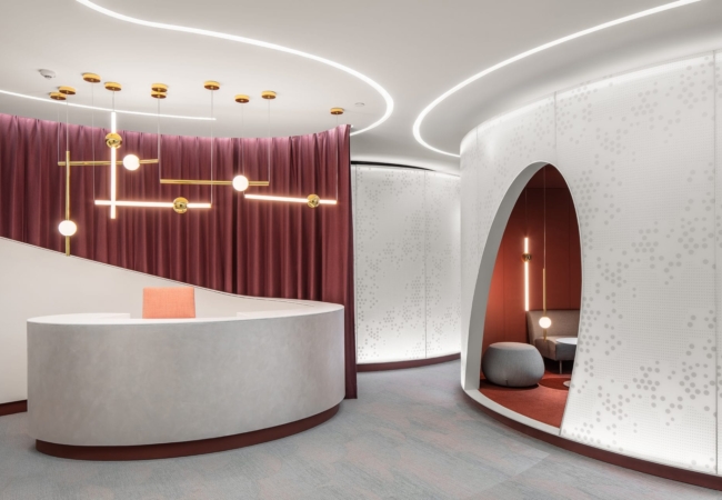Smooth curves and cocoon-like pods at Silk Road office