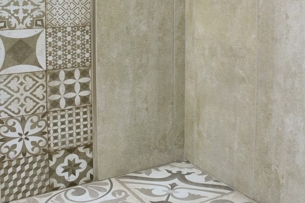 corner of room with patterned tiles