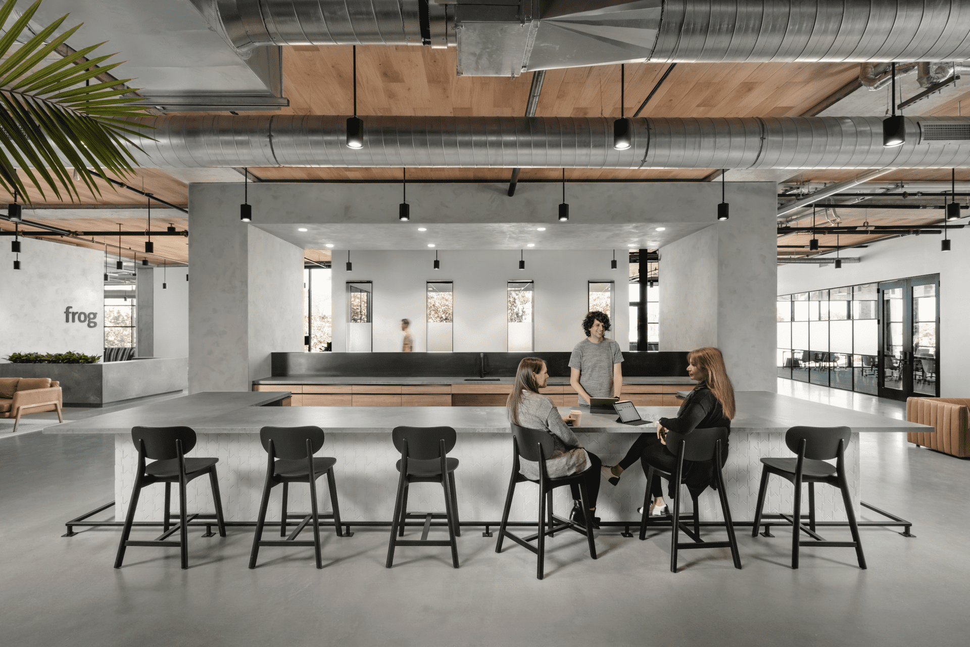 Perkins&Will, frog design, Austin, Texas, post-Covid office, workplace design, office design, industrial interiors OnOffice magazine