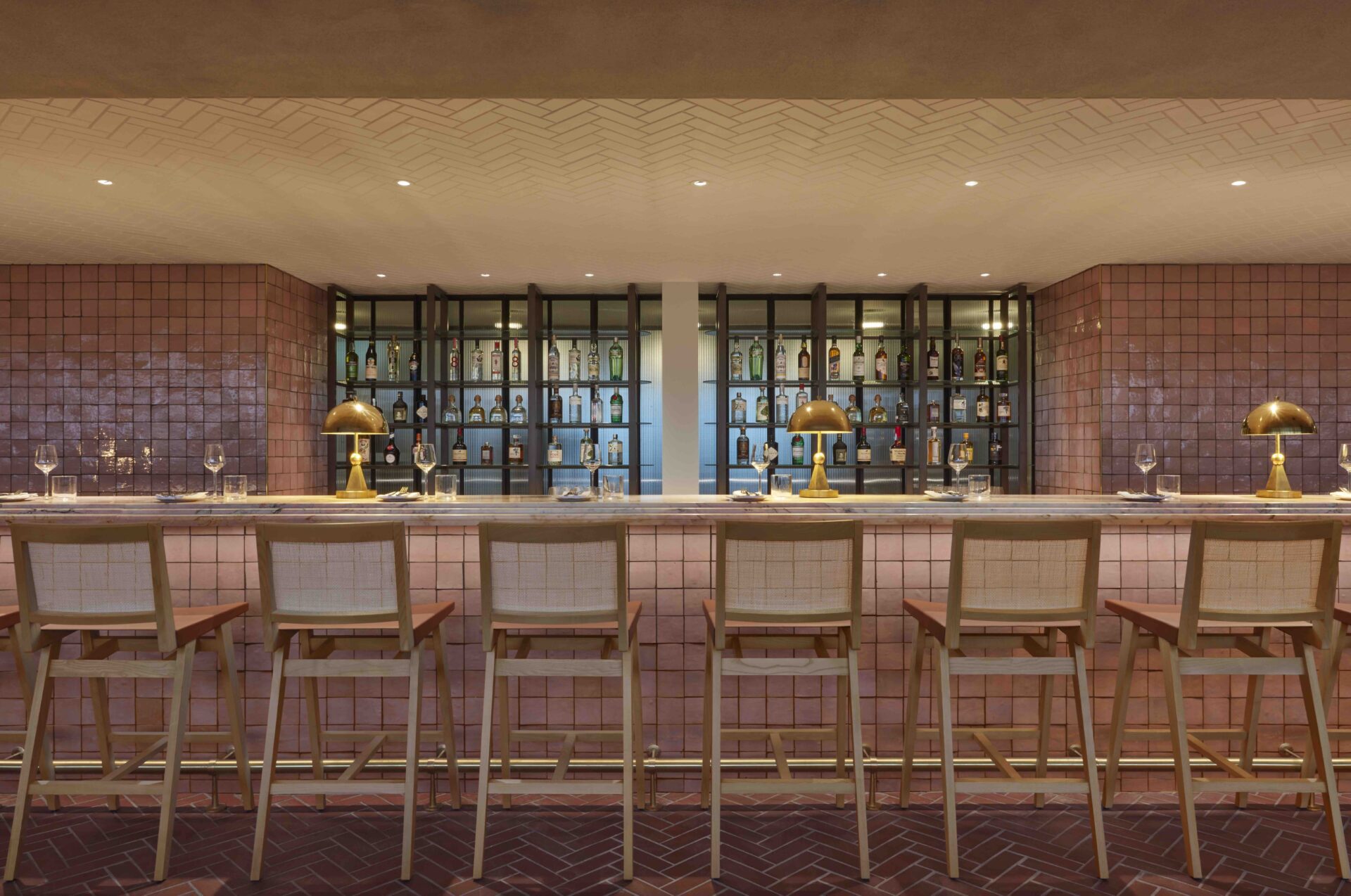 Bar with pink tiles